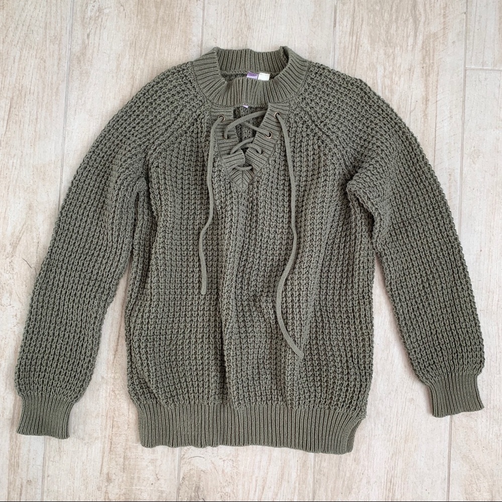 Francesca’s Lace Up Sweater
